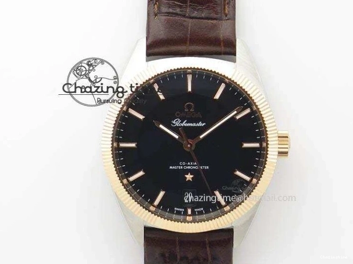 0121 Modern De Ville Date RG MKF 1:1 Best Edition White Textured Dial Roman Marker on Brown Leather Strap A 7752